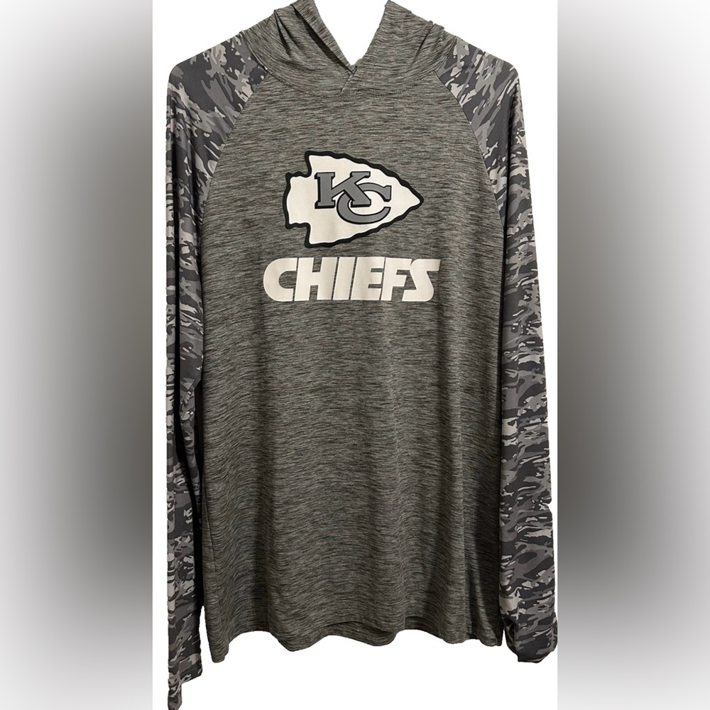 NFL KC Kansas City Chiefs grey camouflage lightweight pullover hoodie Large